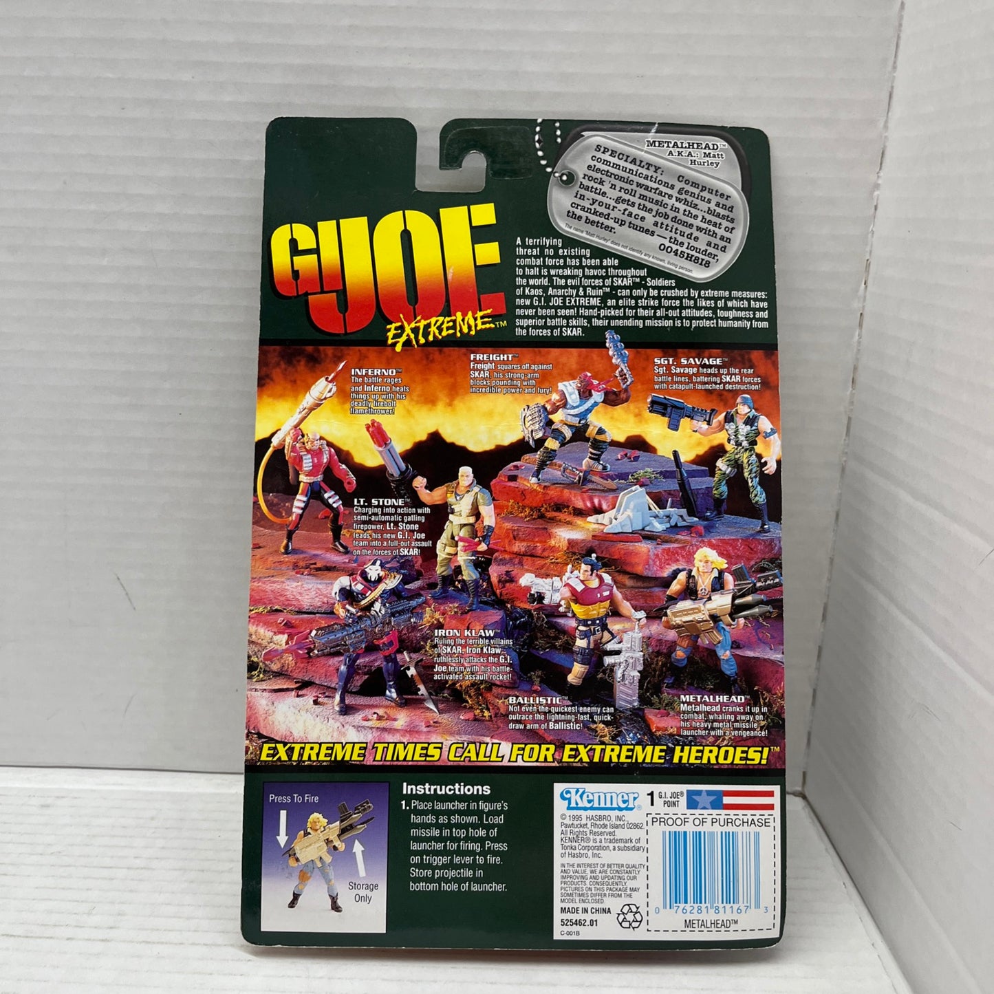 GI Joe Extreme Metalhead w/ Heavy Metal Missile Launcher Action Figure 1995 New