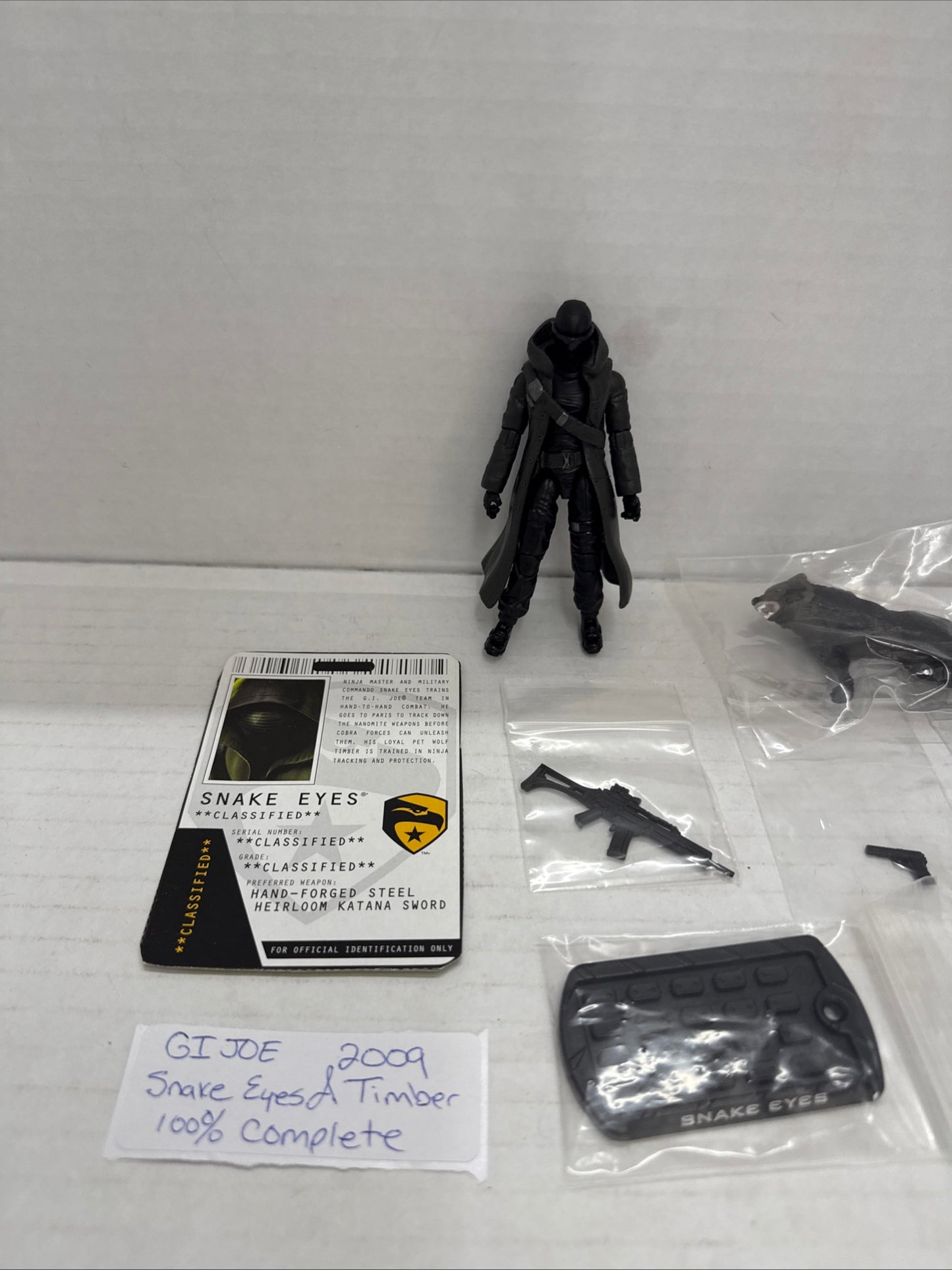 SNAKE EYES Commando Black Timber Wolf - 09 GI Joe ROC NO FILE CARD