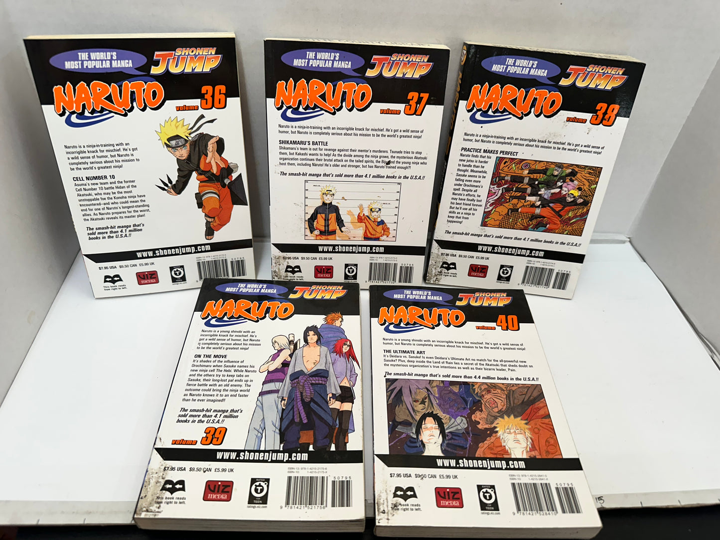 LOT OF 11 NARUTO MANGA VOL. 36-45 + Vol. 52 MASASHI KISHIMOTO VIZ Media