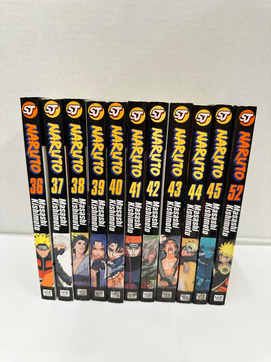 LOT OF 11 NARUTO MANGA VOL. 36-45 + Vol. 52 MASASHI KISHIMOTO VIZ Media