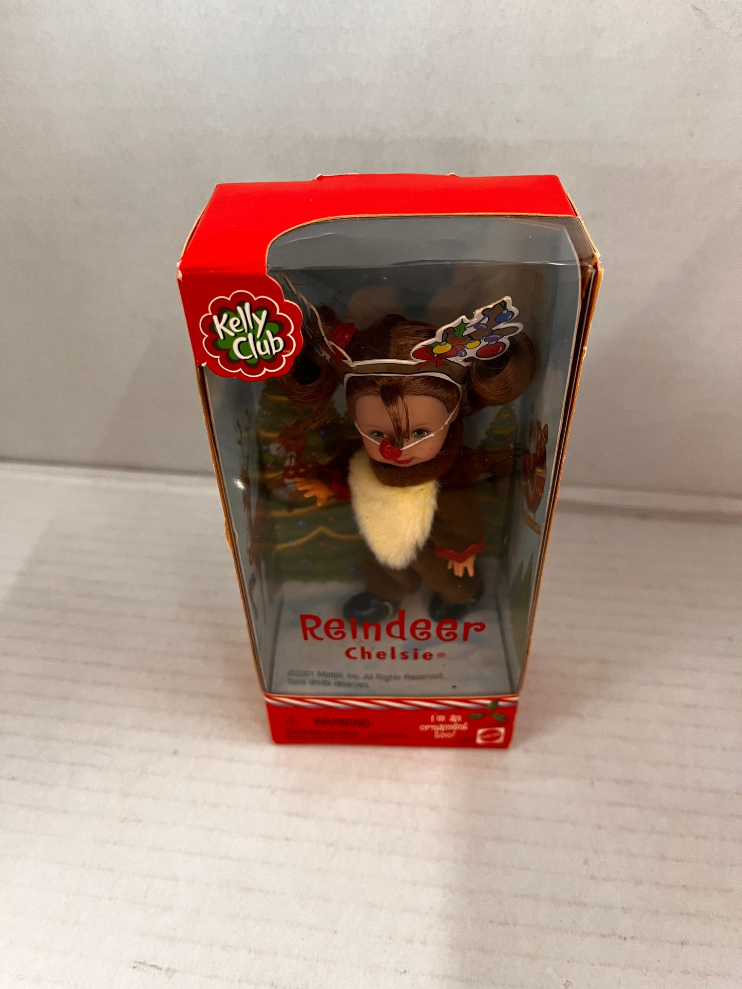 2001 Mattel Kelly Club REINDEER CHELSIE Barbie Doll Christmas Ornament