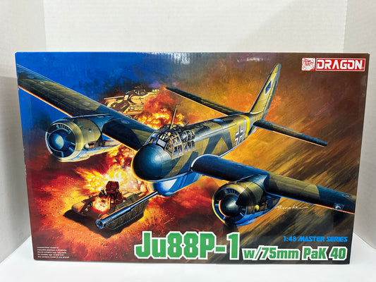 Dragon 1:48 Scale WWII German Ju88P-1 w/75mm PaK 40 Master Series Model Kit