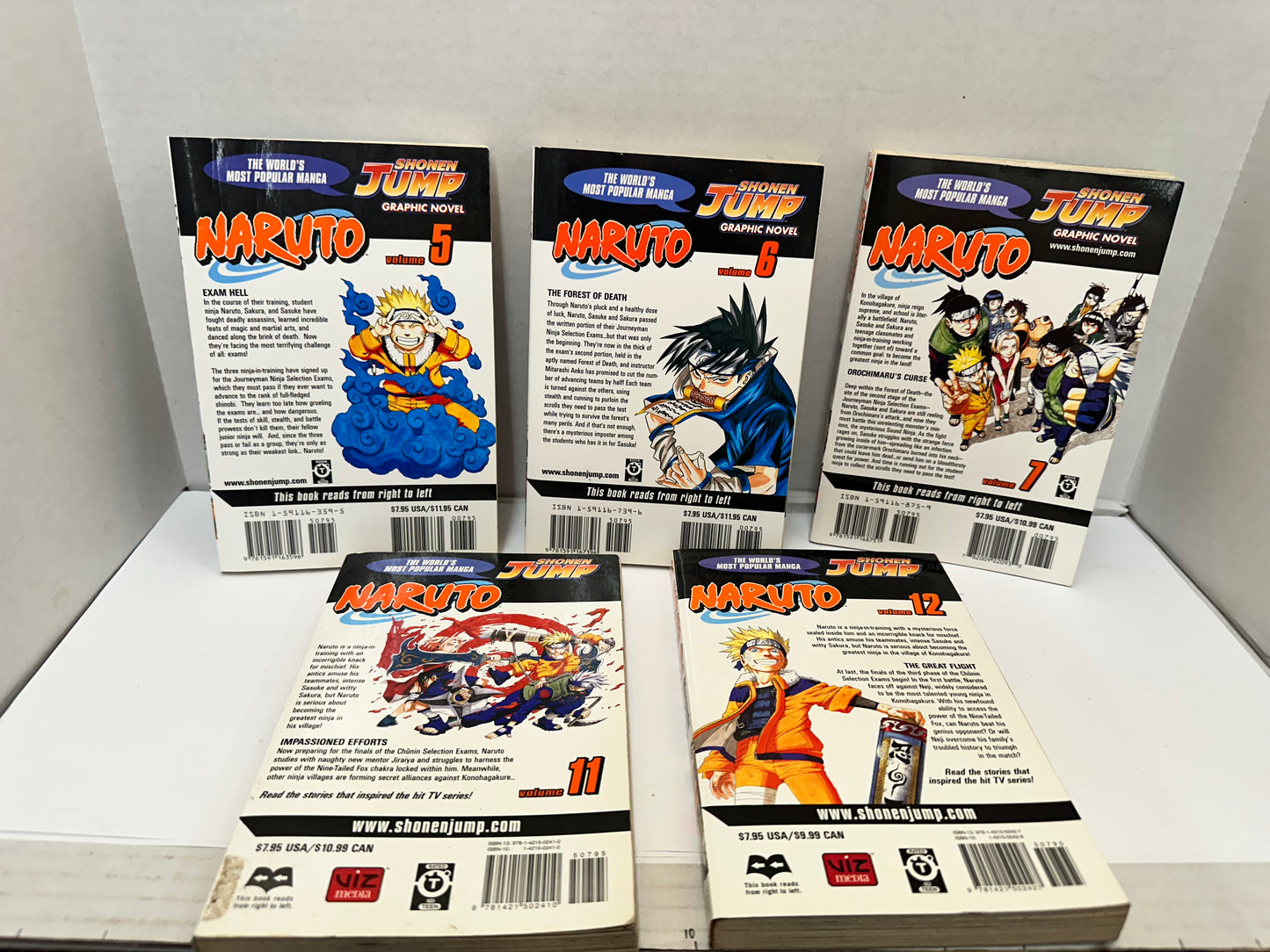 Naruto Volume 5-7, 11, 12 Masashi Kishimoto Shonen Jump Graphic Novel Manga