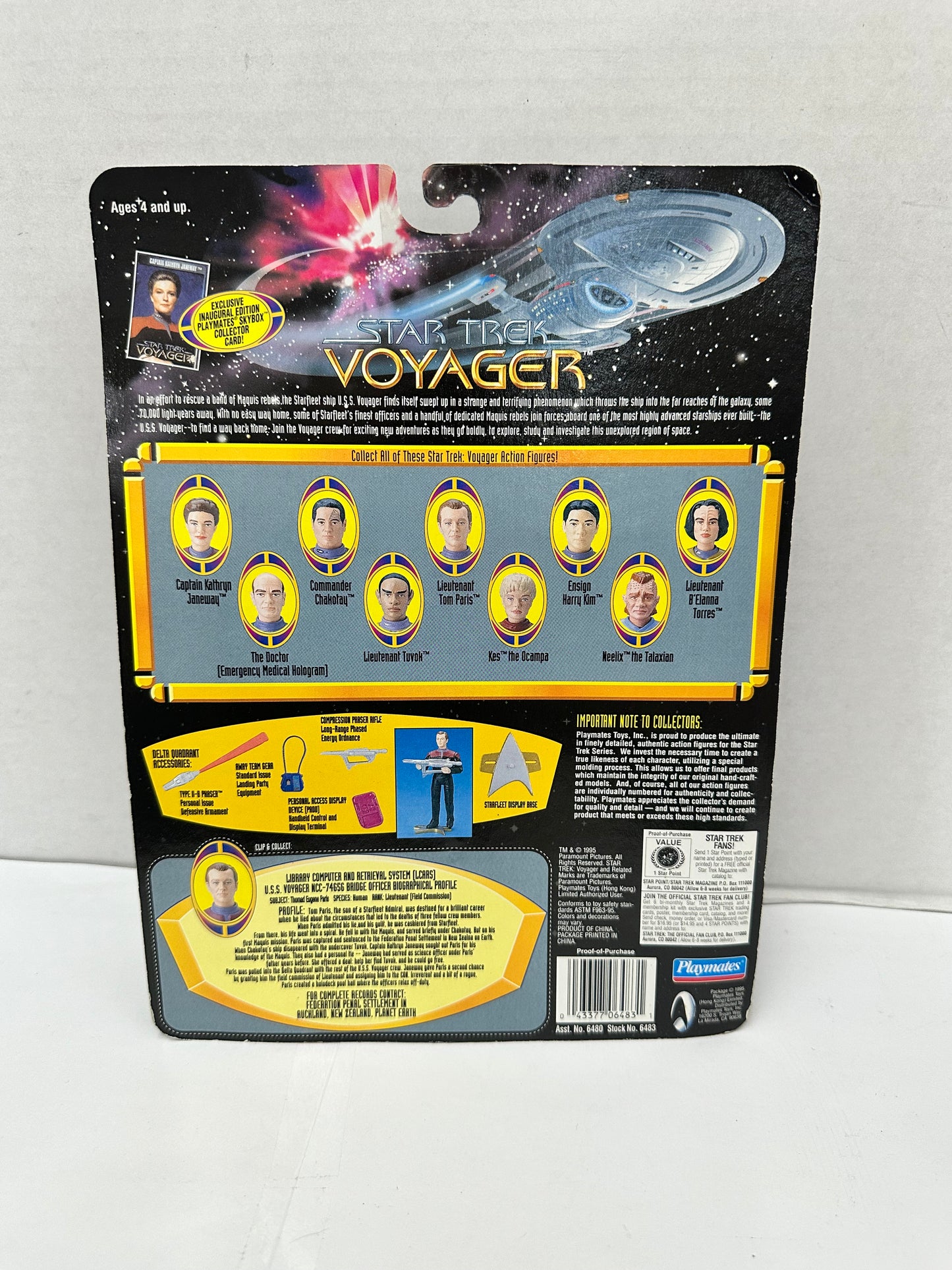 Star Trek Voyager Tom Paris 5" Action Figure 1995 Playmates Toys NIB