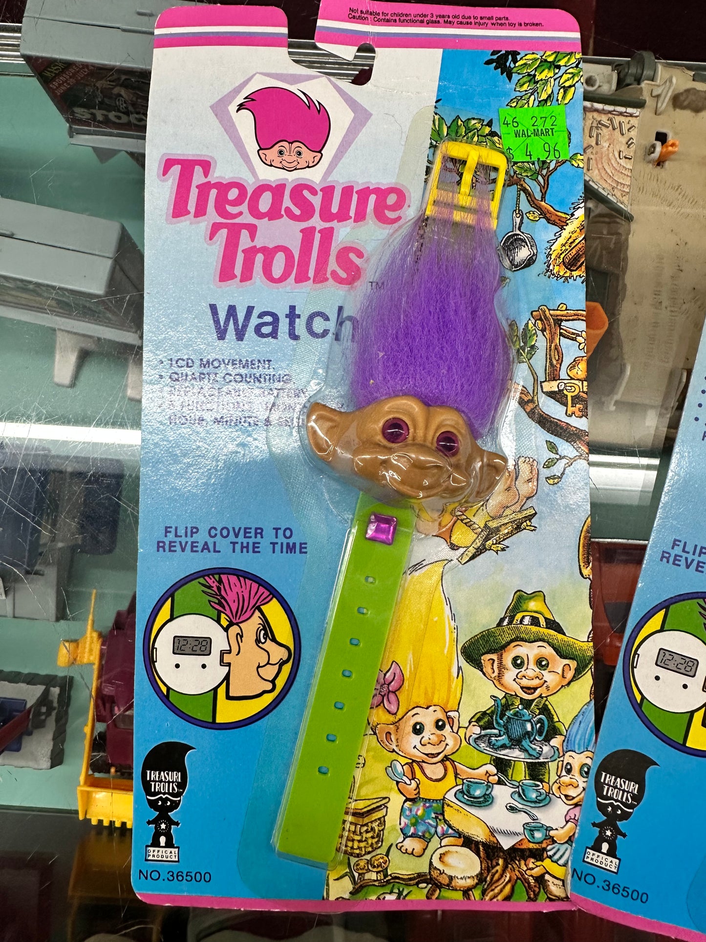 VTG 1992 Treasure Trolls LCD Watch Ace Novelty MOC Purple/Pink & Green