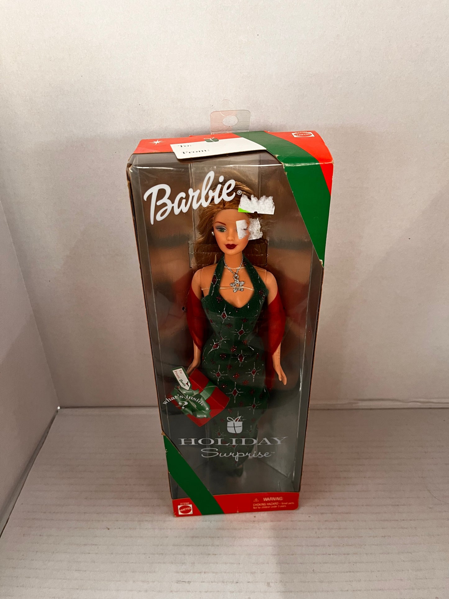 Vintage 2000 Barbie 27290 Holiday Surprise Doll Green Dress Red Hair