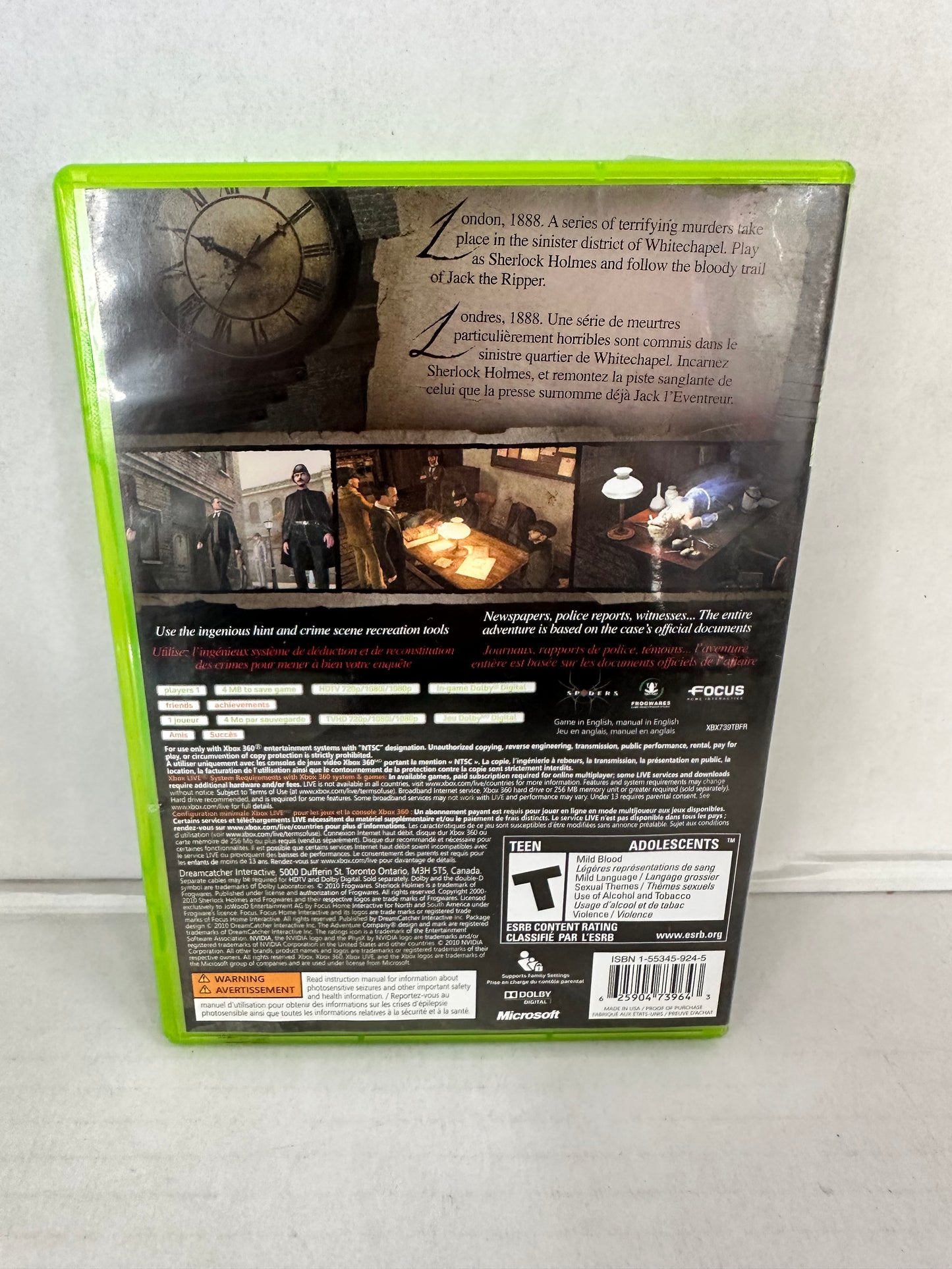 Sherlock Holmes vs. Jack the Ripper (Microsoft Xbox 360, 2010) CIB Untested