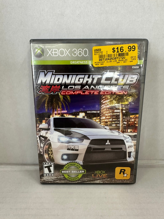 Midnight Club: Los Angeles Complete Edition (Xbox 360, 2009) Complete Untested