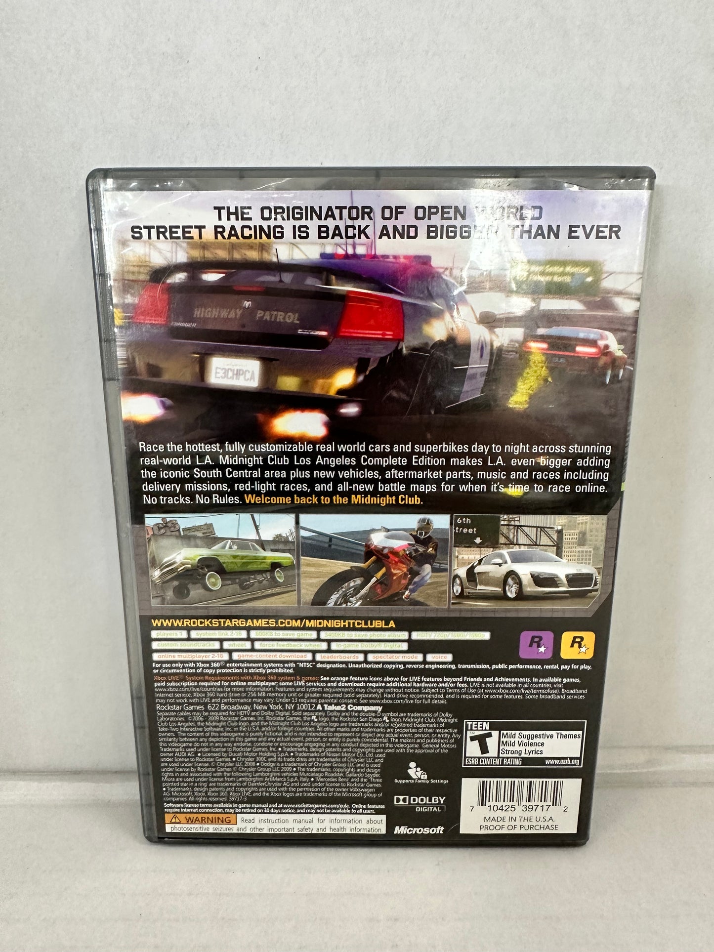 Midnight Club: Los Angeles Complete Edition (Xbox 360, 2009) Complete Untested