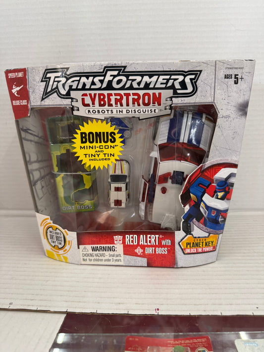 Transformers Cybertron RED ALERT with DIRT BOSS TINY TIN - COMPLETE IN BOX