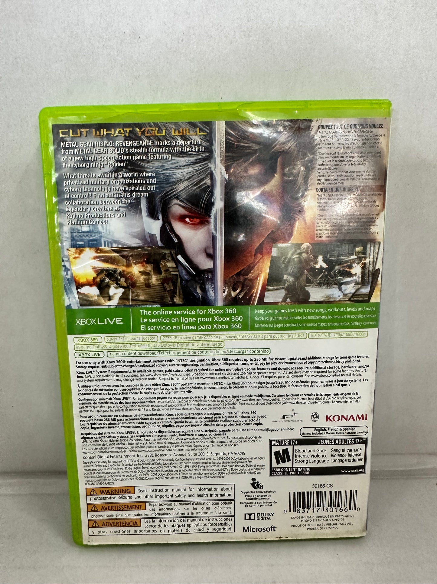 Metal Gear Rising: Revengeance Microsoft Xbox 360 Video Game Complete Untested
