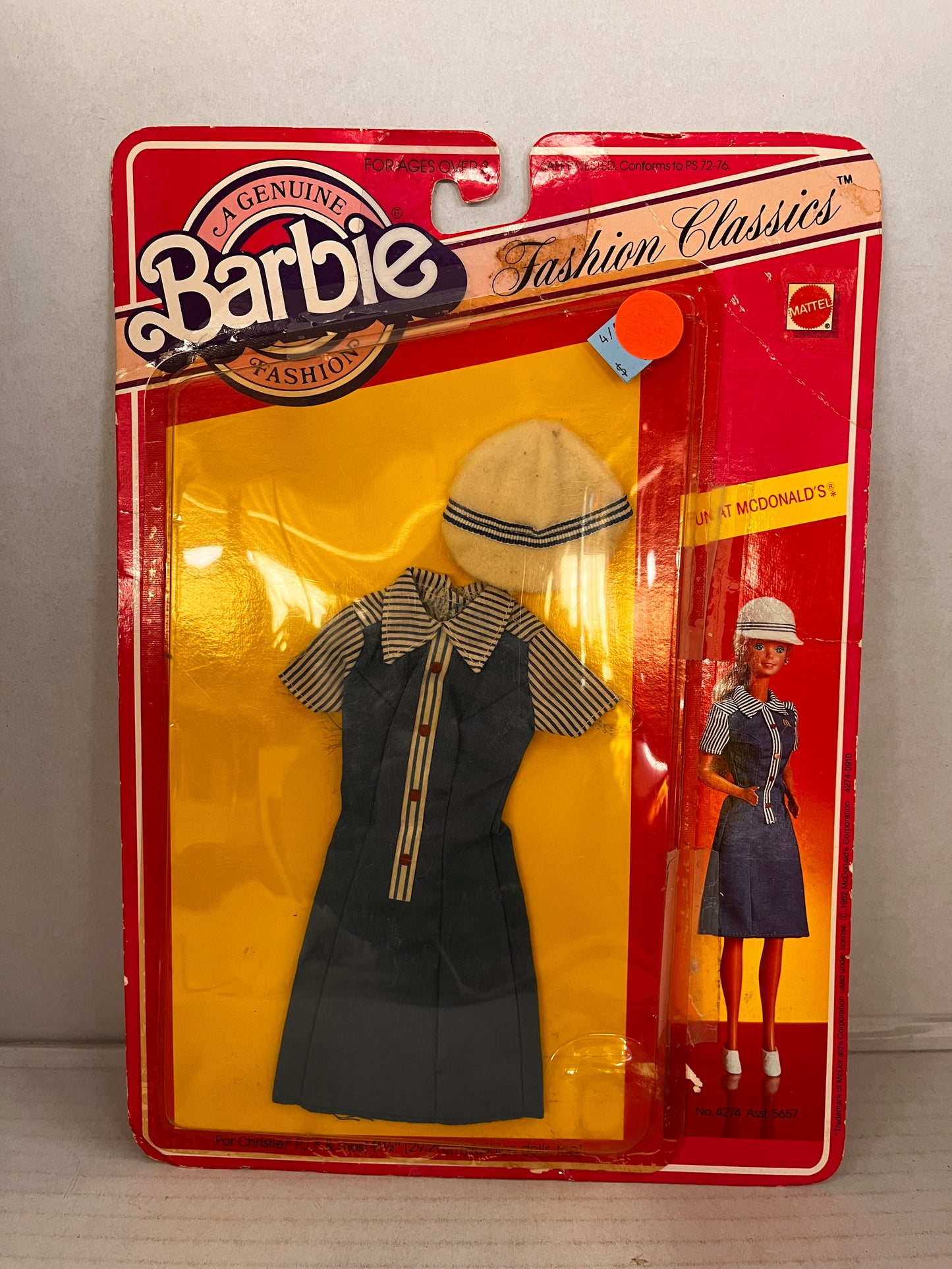Vintage Barbie FUN AT MCDONALDS Uniform Fashion Classics Outfit 1982 No Shoes