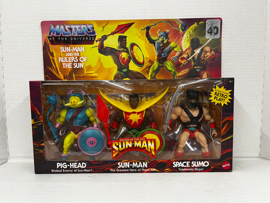 MOTU Masters of the Universe SUN-MAN RULERS OF THE SUN 3-PACK Pig Sumo 2022