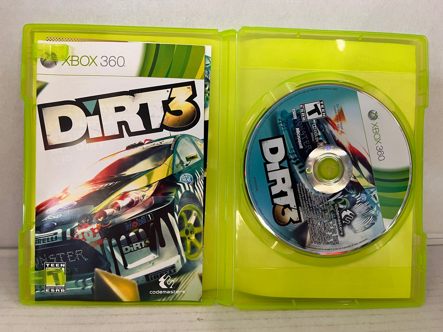 DiRT 3 (Microsoft Xbox 360, 2011) Complete Disc And Manual CIB