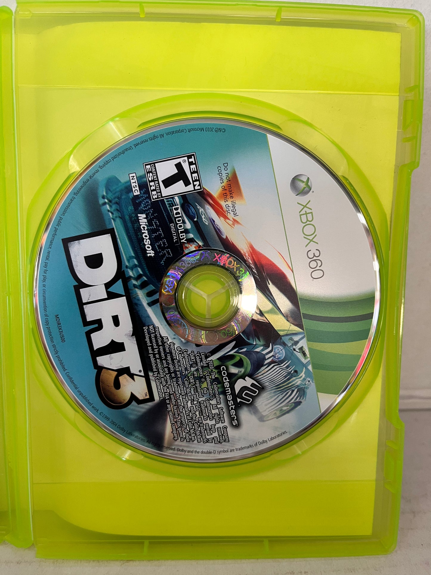 DiRT 3 (Microsoft Xbox 360, 2011) Complete Disc And Manual CIB