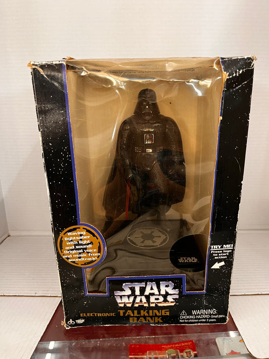 Vintage 1996 Thinkway Toys Star Wars Darth Vader Electronic Talking Bank In Box