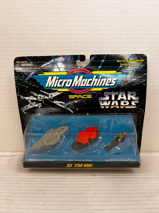 Vintage GALOOB MICROMACHINES STAR WARS Star Cruiser Jabba's Barge Speeder Bike