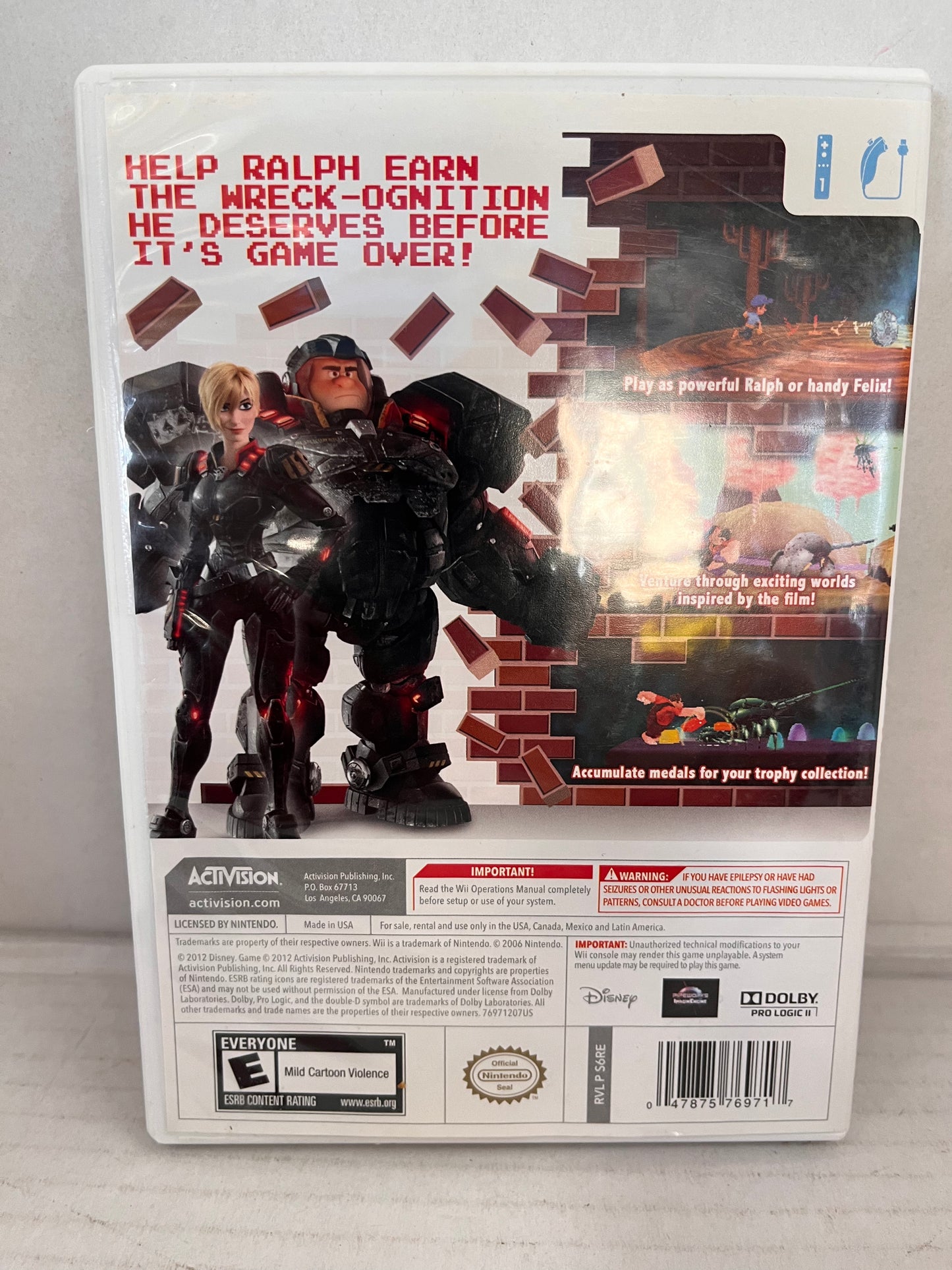Disney Wreck-It Ralph Nintendo Wii 2012 CIB Complete With Manual