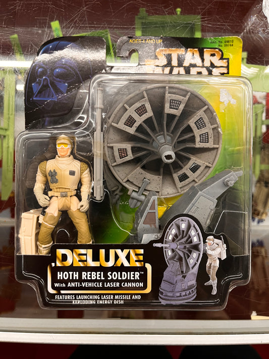 Star Wars Deluxe HOTH REBEL SOLDIER Laser Cannon Figure Set 1996 Kenner NEW