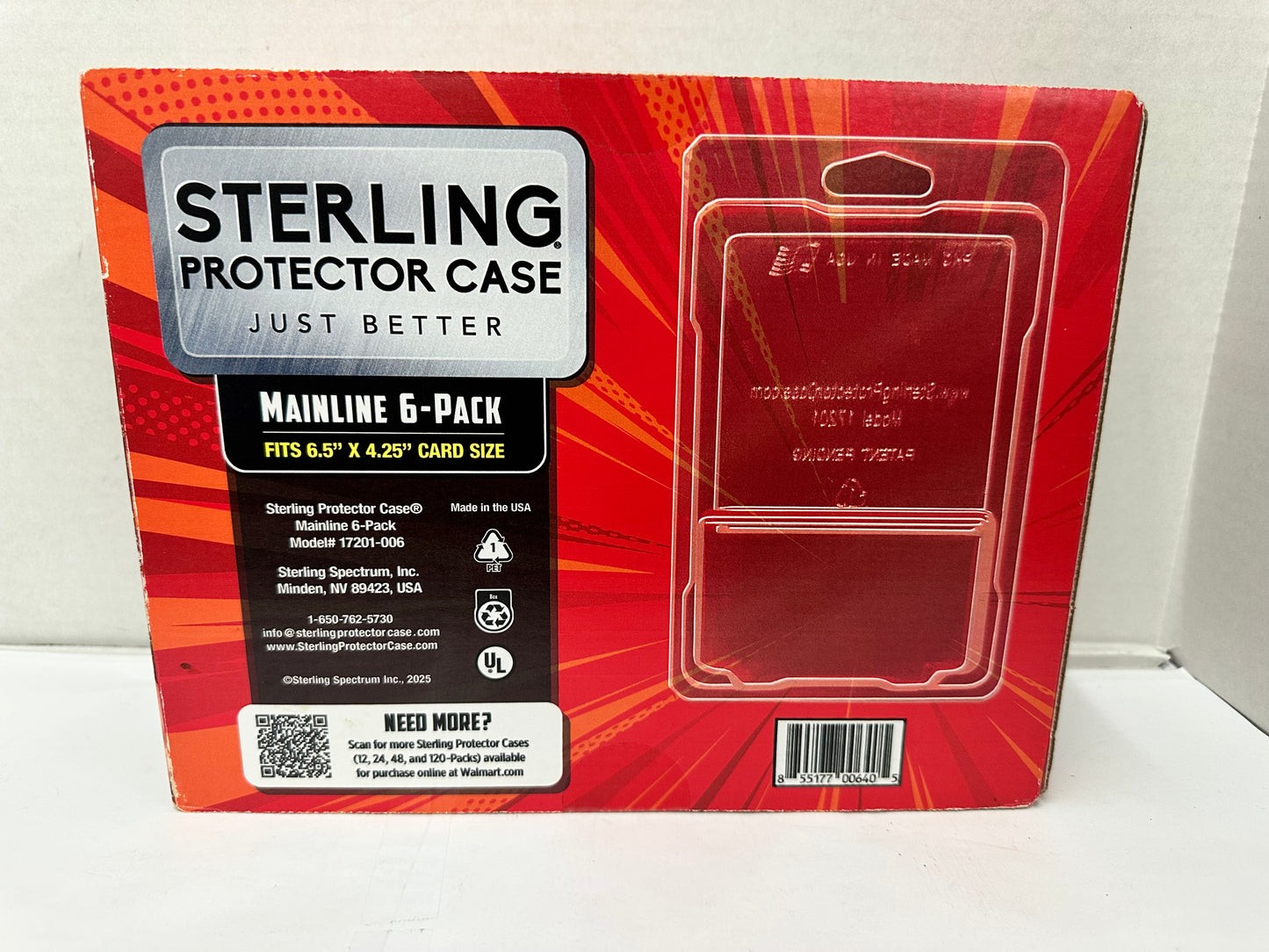 Sterling Mainline 6-Pack Display Case Fits Hot Wheels Matchbox 6.5” x 4.25”
