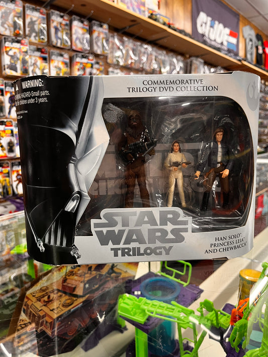 Star Wars Commemorative Trilogy DVD Collection Figures Han Solo Leia Chewbacca