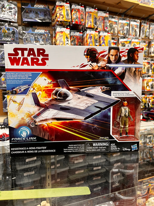 Star Wars The Last Jedi Force Link Resistance A-Wing Fighter + Pilot Tallie New
