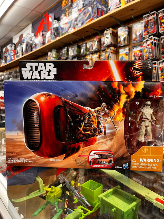 Star Wars The Force Awakens Rey's Speeder with Rey (Jakku) 3.75" Figure NEW