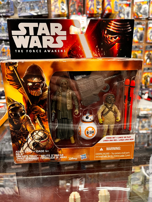 Star Wars The Force Awakens 3 Pack BB-8 Unkar's Thug Jakku Scavenger Figures