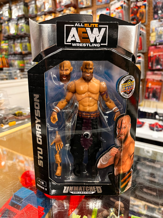 New AEW STU GRAYSON #18 Series 3 Unmatched Collection Figure + Upper Deck Cards