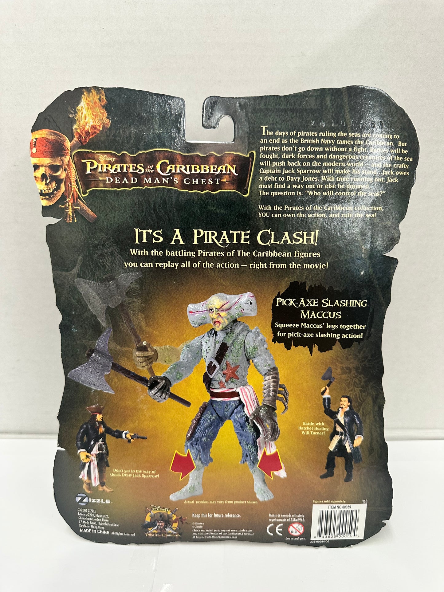 Pirates of The Caribbean Dead Mans Chest Pirate Clash Maccus 7" Disney 2006