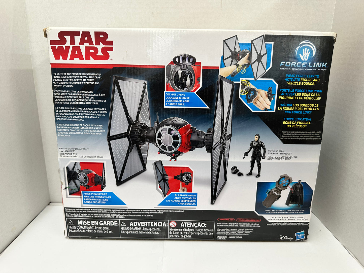 Star Wars Force Link First Order Special Forces TIE Fighter w/TIE Pilot Open Box