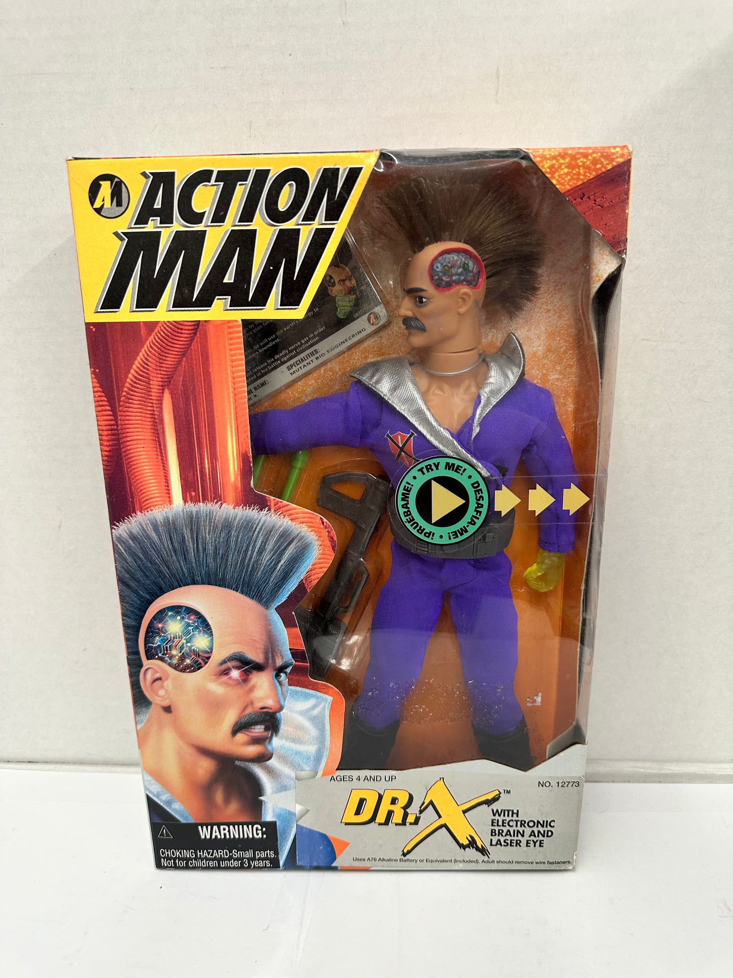 1995 DR. X Action Man Action Figure w/ Electronic Brain & Laser Eye Kenner