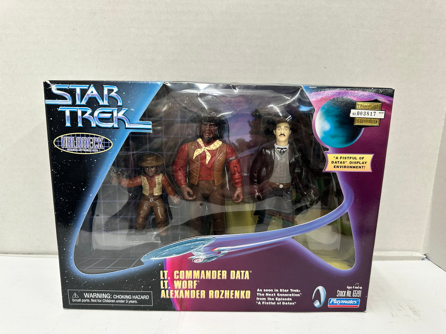 Star Trek TNG Holodeck Series Worf Data Fistful Of Datas 1998 Playmates Figures