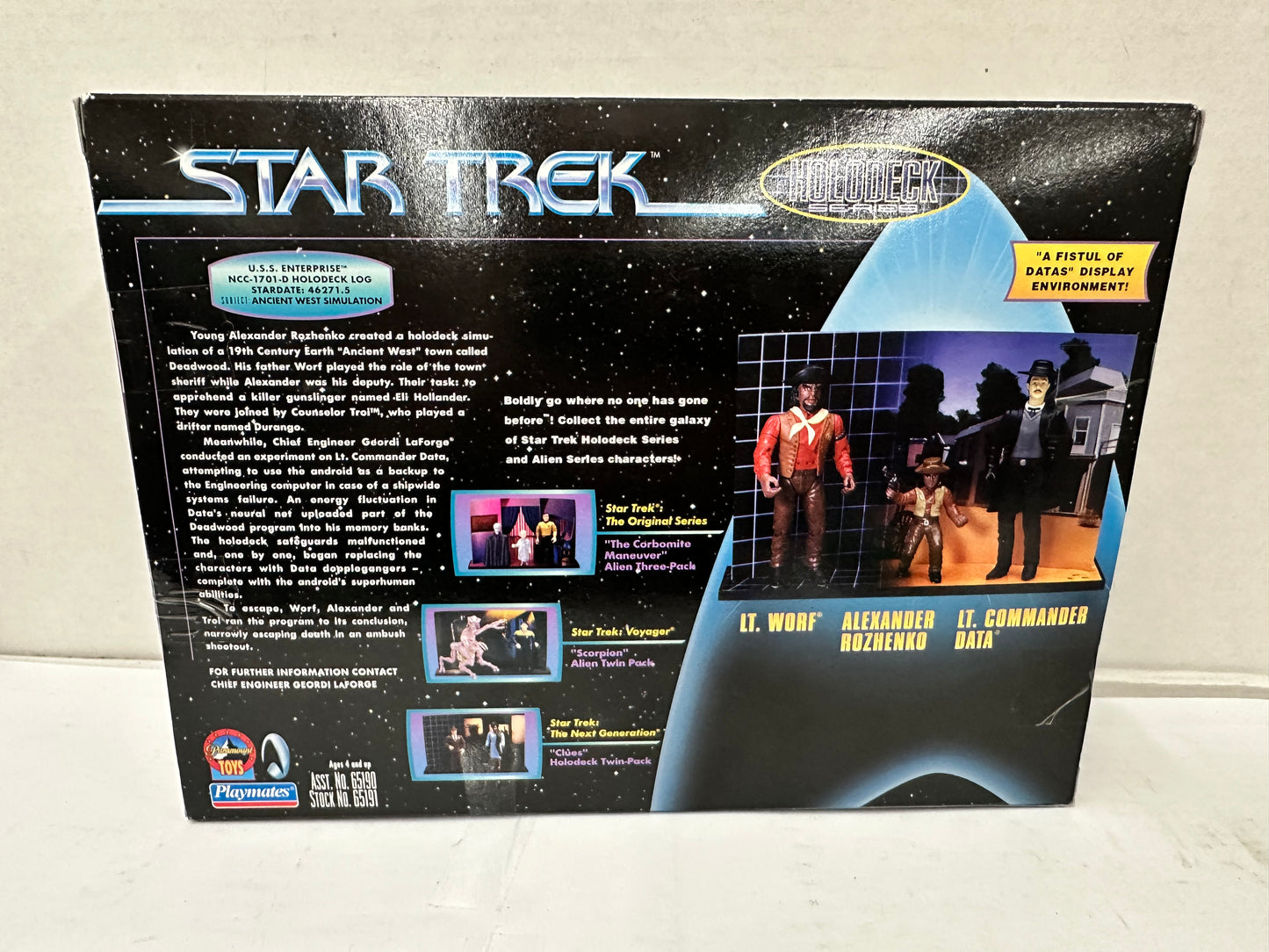 Star Trek TNG Holodeck Series Worf Data Fistful Of Datas 1998 Playmates Figures