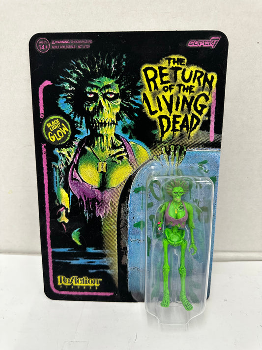 Glow In The Dark Female Zombie Return of the Living Dead Flocked Card Unpunched