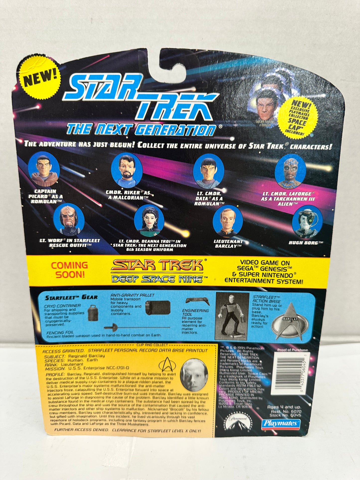 Star Trek The Next Generation Lieutenant Barclay Action Figure 1993 Playmates
