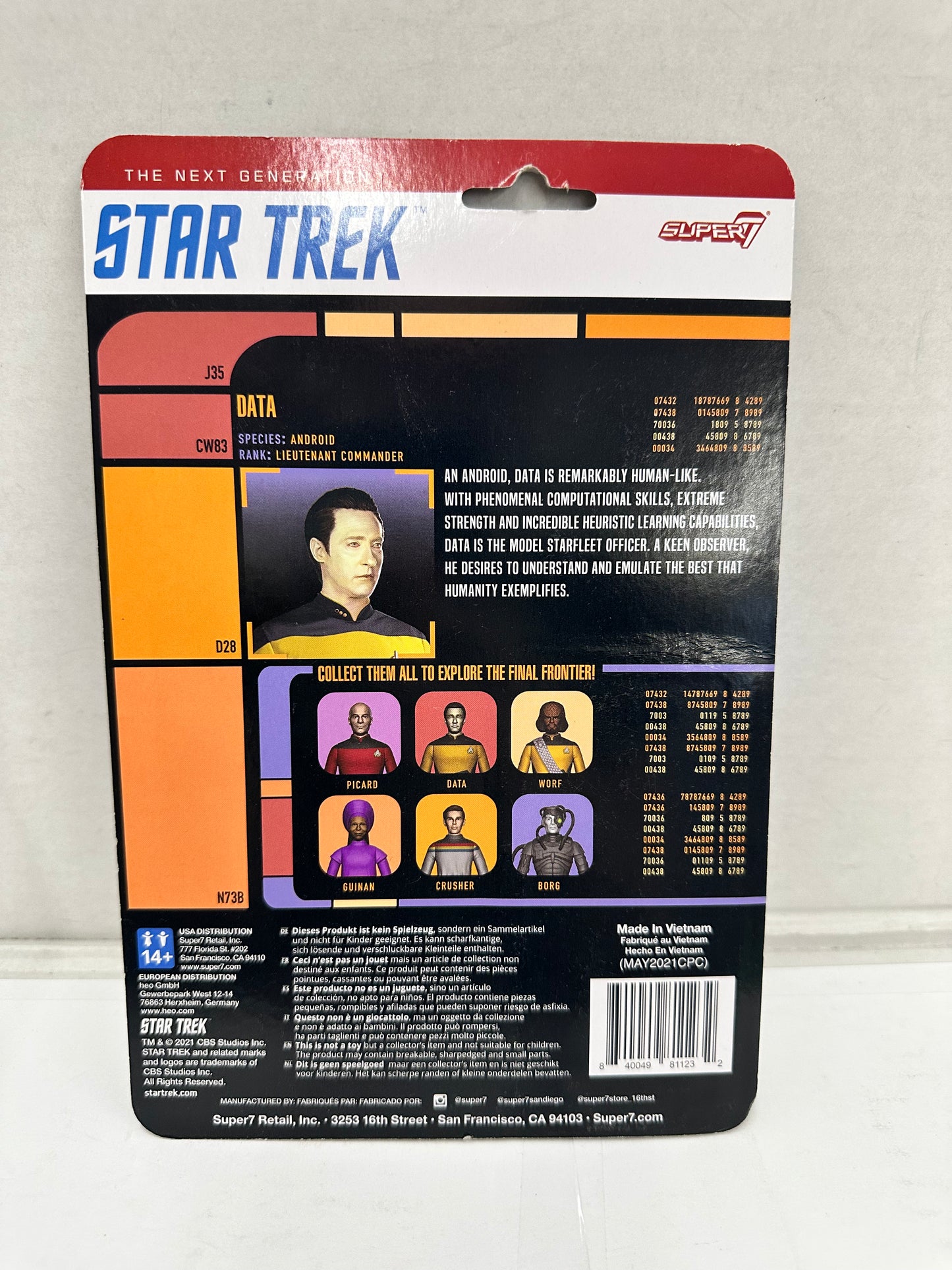 Star Trek : The Next Generation Data - Super7 ReAction 3.75 inch Action Figure
