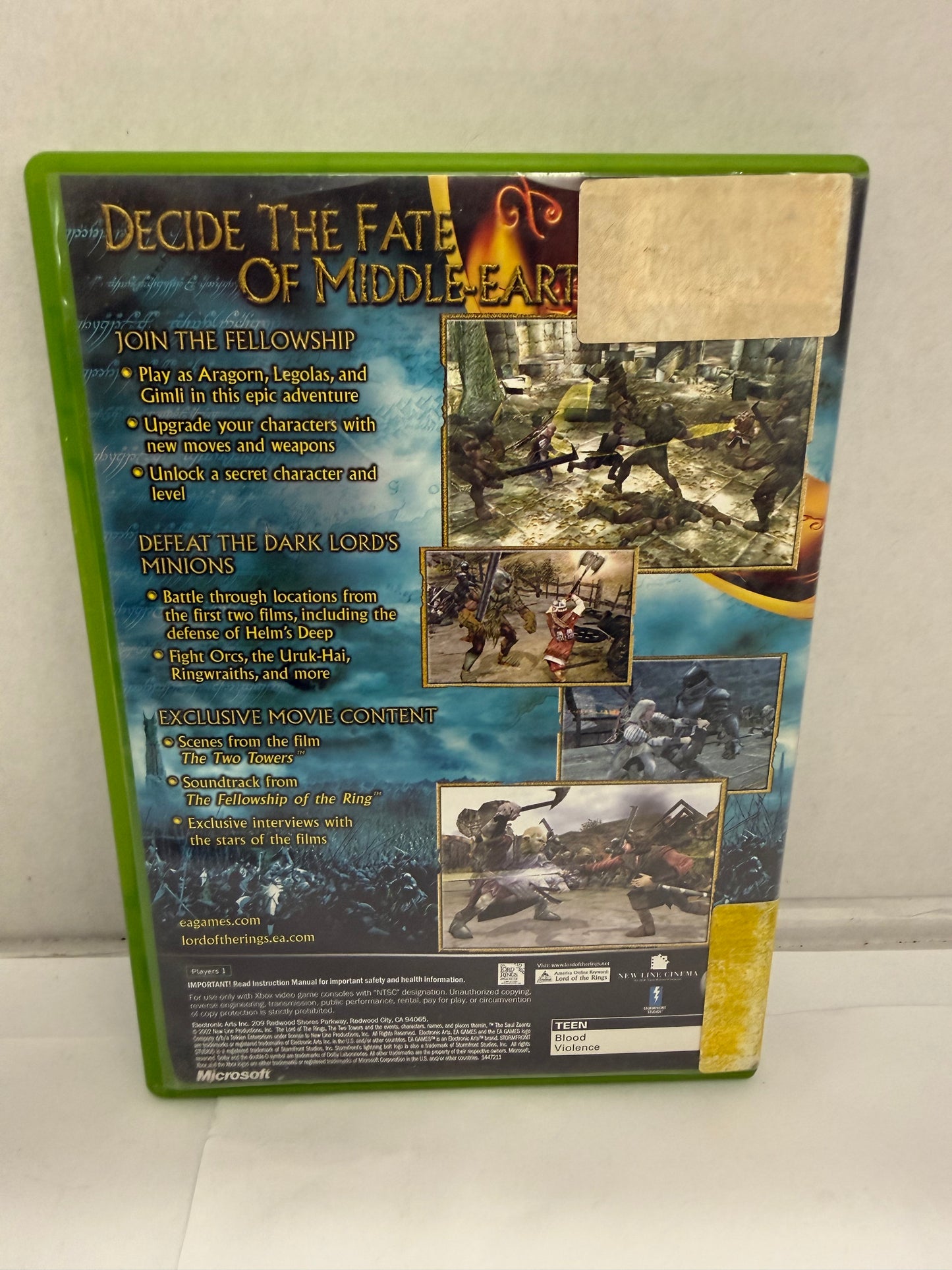 The Lord of the Rings: The Two Towers (Original Xbox) Black Label CIB & TESTED
