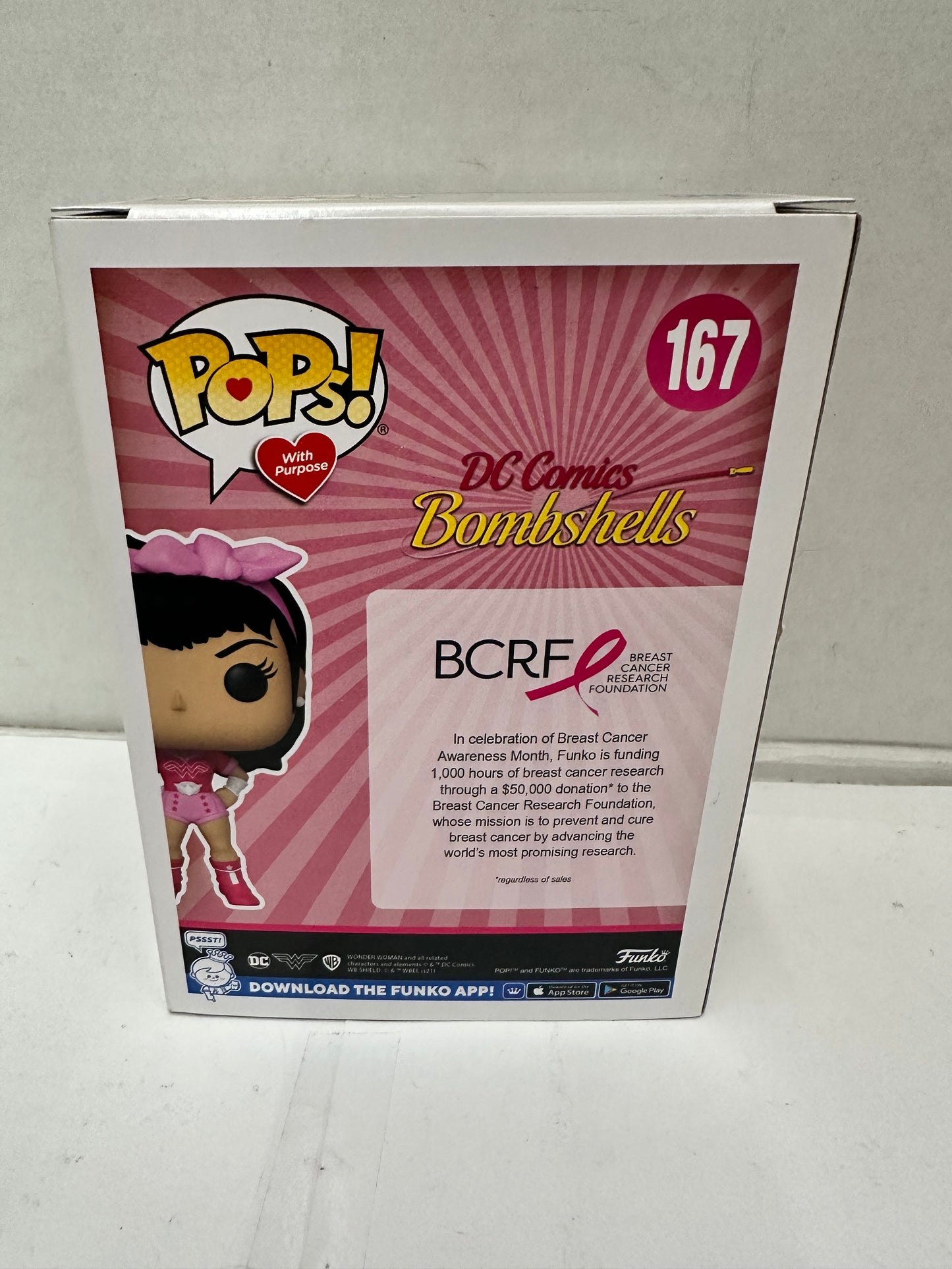 Funko POP Heroes Breast Cancer Awareness Bombshell Wonder Woman 167 Vinyl Figure