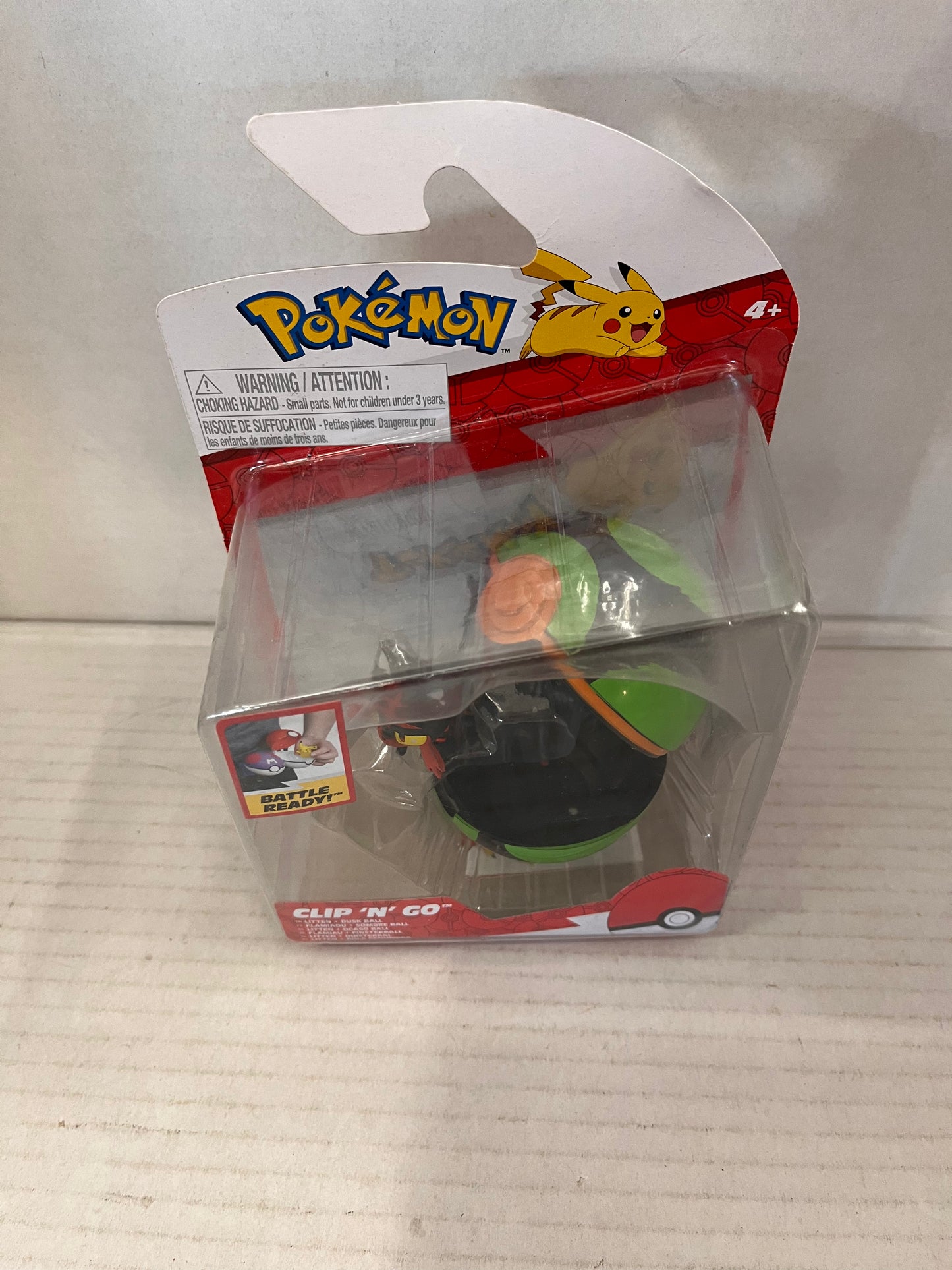Jazwares Pokemon Clip n Carry Pokeball Litten with Dusk Ball Battle Labeled