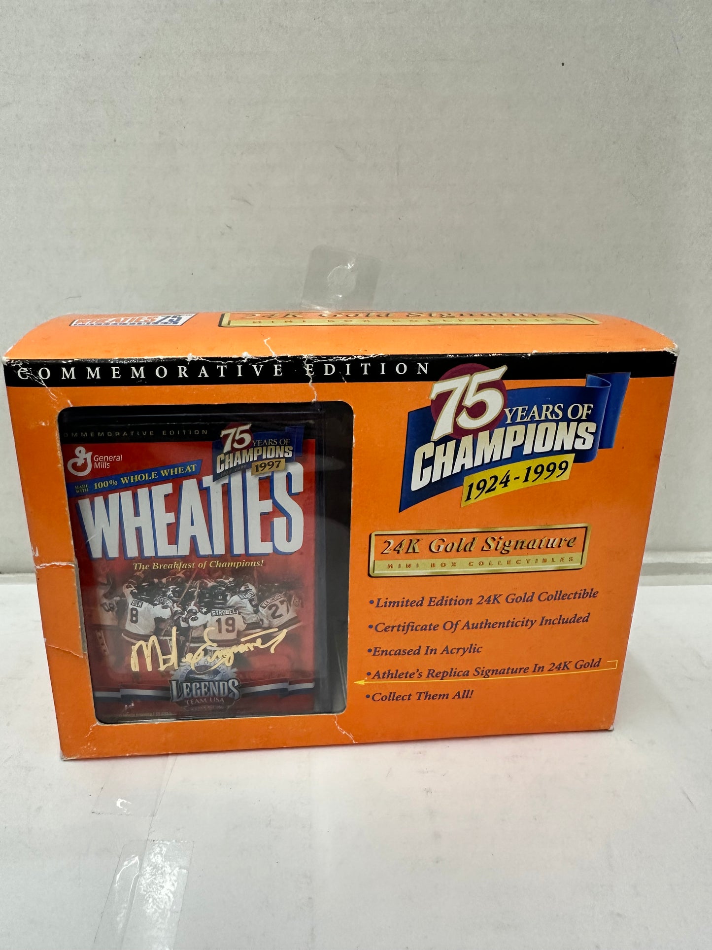 Wheaties Mini Cereal Box Collectible 24K Gold Signature 75 Years Sealed