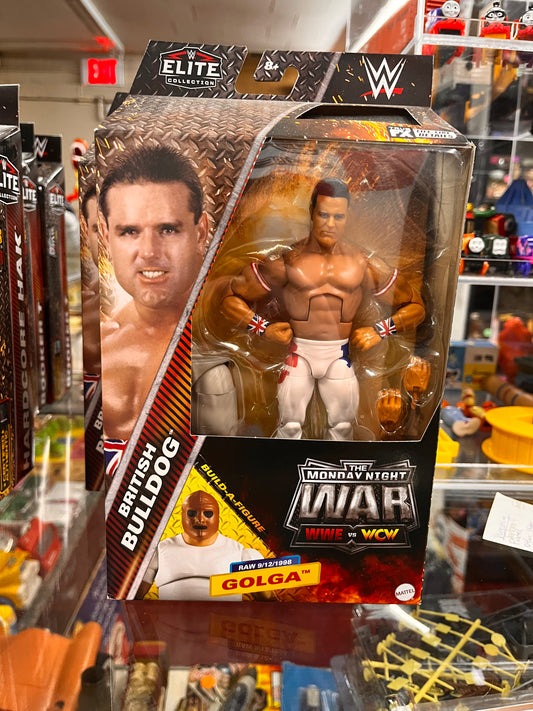 WWE British Bulldog Elite The Monday Night Wars Wrestling Figure w Golga BAF NIB