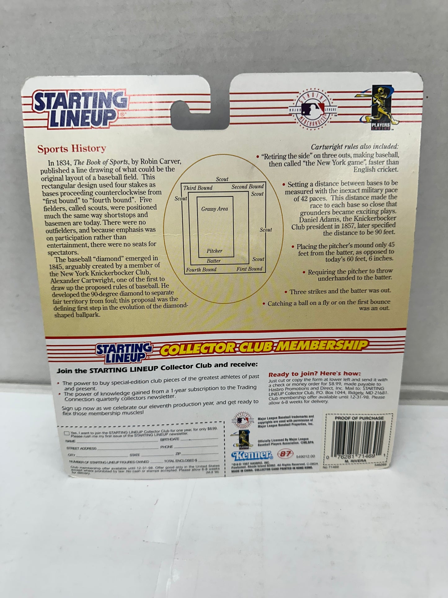 1998 Starting Lineup Mariano Rivera Baseball Series New York Yankees MLB