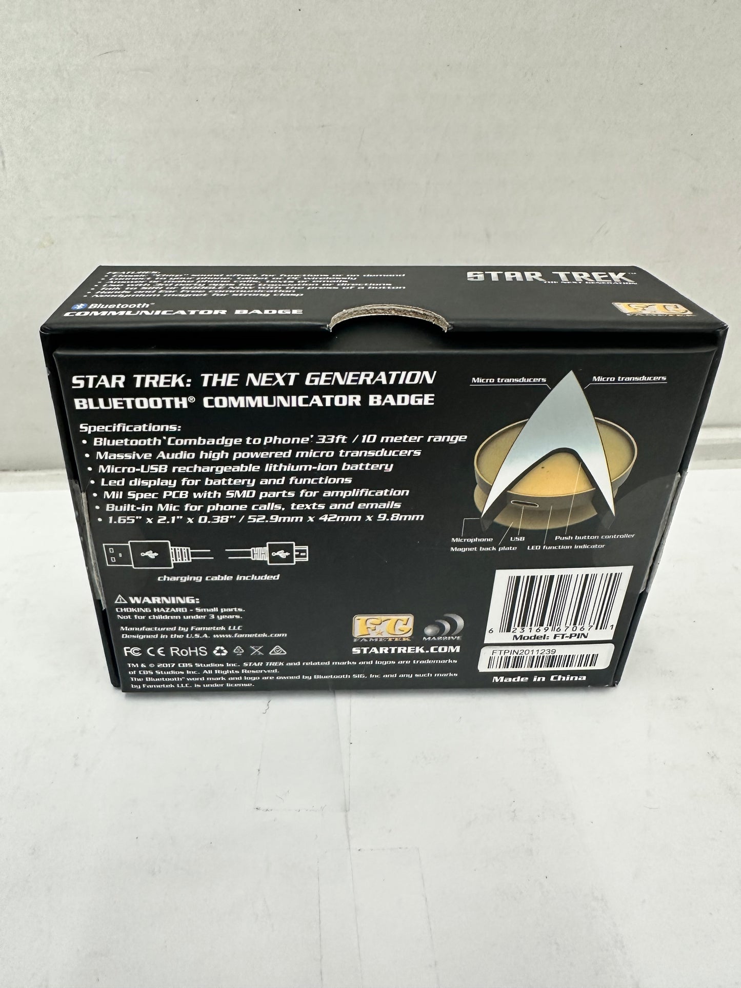 Star Trek The Next Generation Bluetooth ComBadge,  (OPEN BOX)