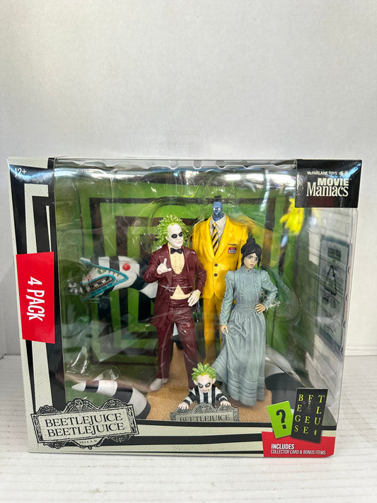 McFarlane Movie Maniac Beetlejuice 4 Pack Pose Figures, Cards & Bonus Items
