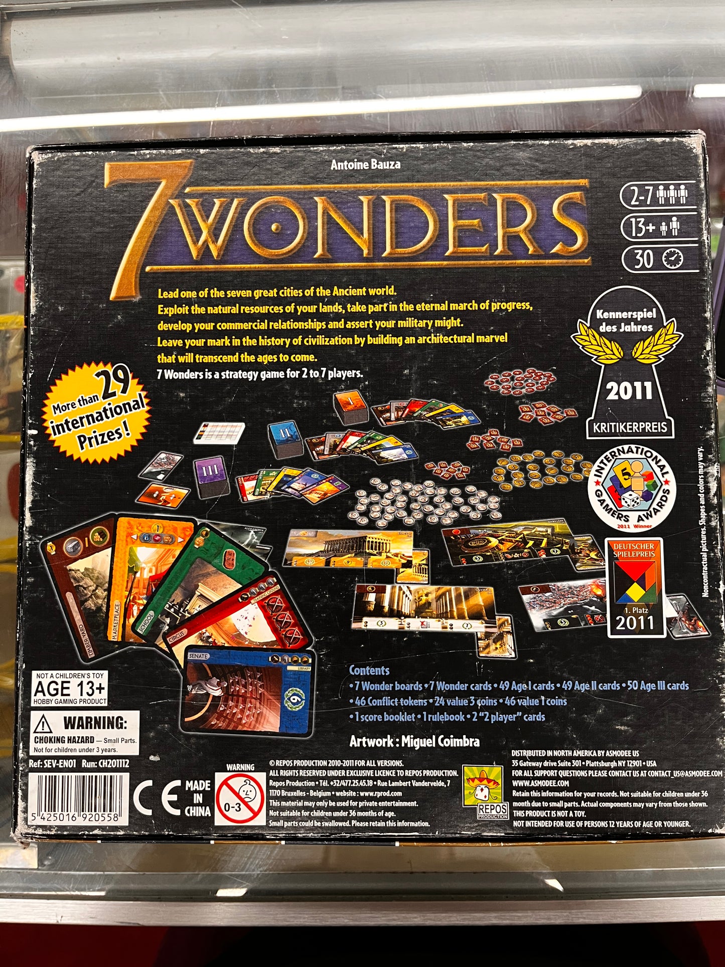 7 Wonders Board Game, 2-7 players, 30 min, age 13+, Antoine Bauza, COMPLETE