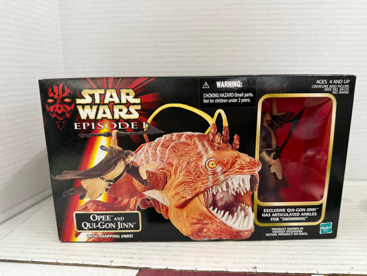 1998 Hasbro Star Wars Episode 1 Opee and Qui-Gon Jinn 3.75" Figure Set