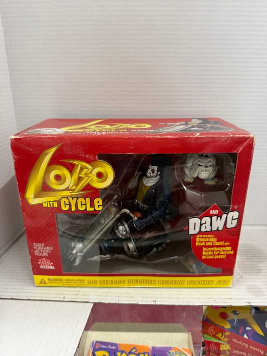 Lobo with Cycle and Dawg DC Direct Deluxe Action Figure Set BOX DAMAGE