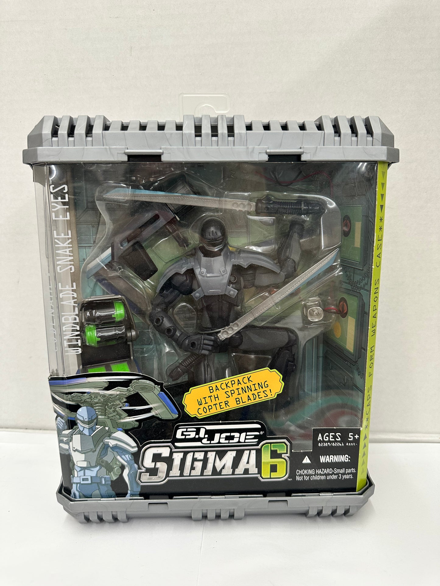 GI Joe Sigma 6 Windblade Snake Eyes, Backpack With Spinning Copter Blades