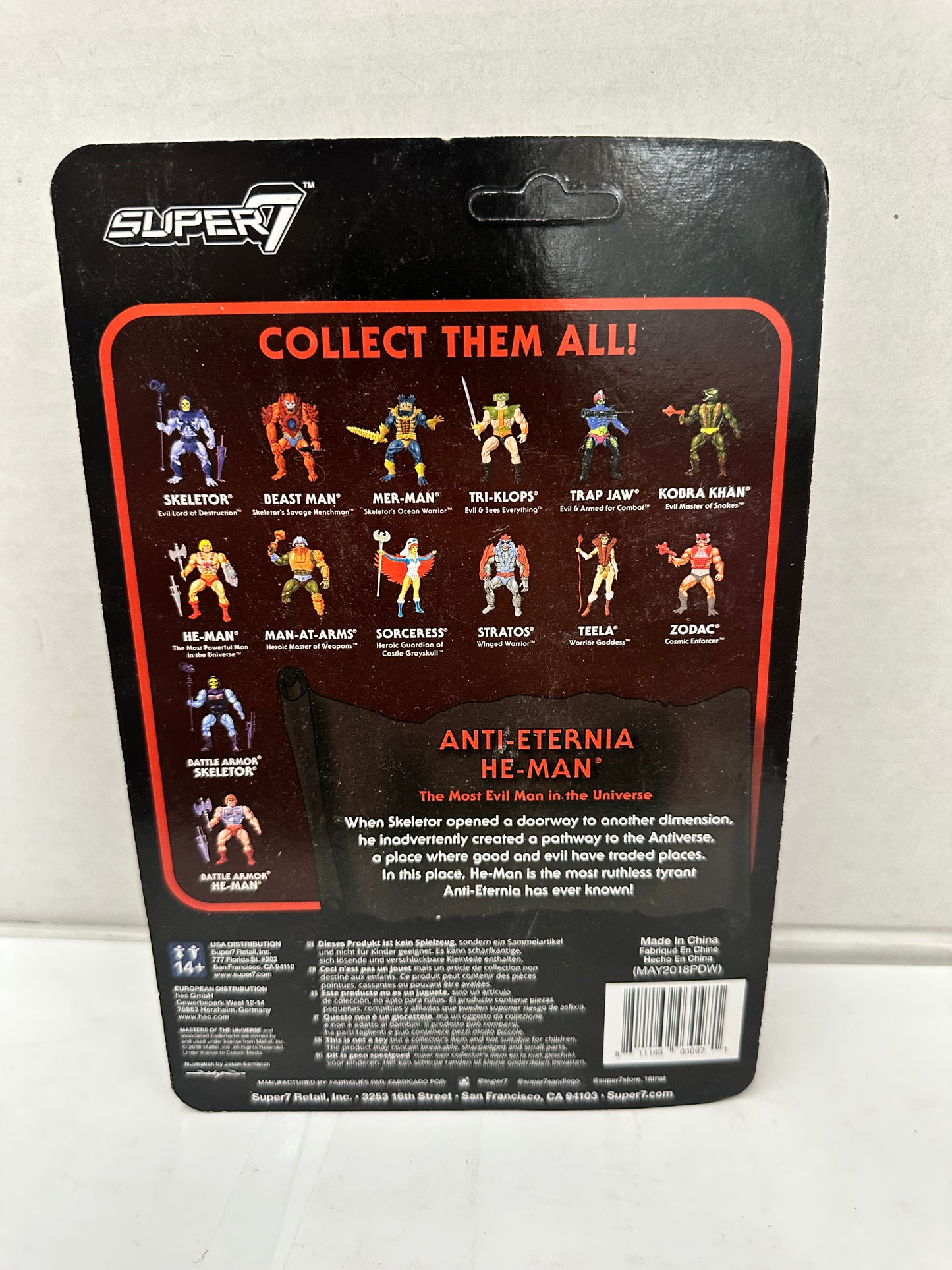 Super 7 ReAction He-Man MOTU Anti-Eternia Figure Unpunched